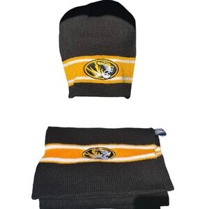 MIZZOU University of Missouri Tigers Black Beanie Skully &‎ Scarf Set TOTW